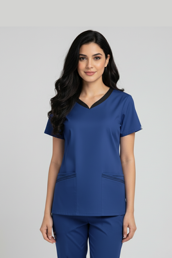 Women’s 4-Pocket V-Neck Scrub – Cotton-Polyester Blend