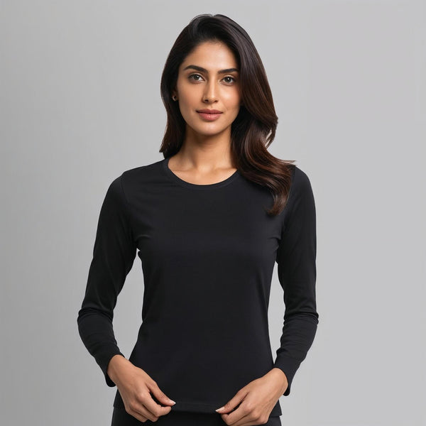 Black Cotton Jersey Full Sleeve T-Shirt - ModScrubs