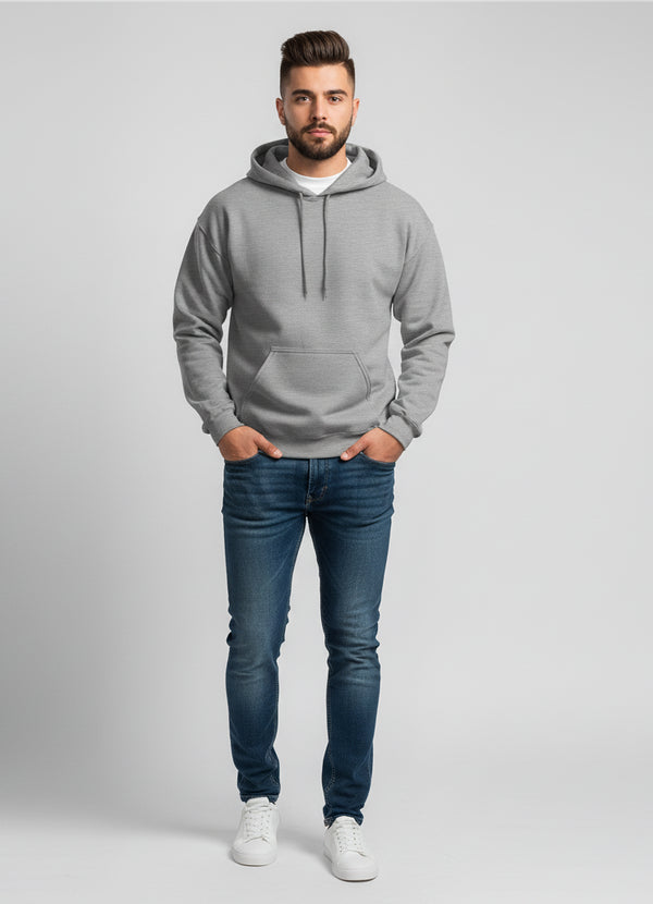 Men’s Classic Pullover Hoodie – Heather Grey - ModScrubs