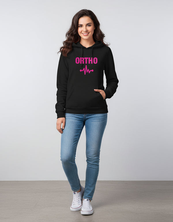 Women’s ORTHO Black Hoodie – Medical Pulse Edition ModScrubs