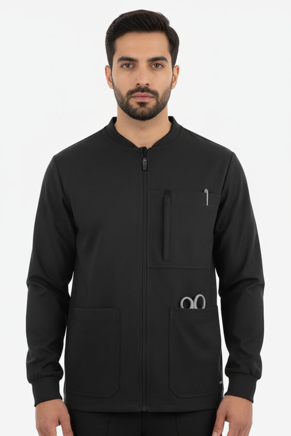 Men’s 4-Pocket Zip Front Scrub Jacket - ModScrubs
