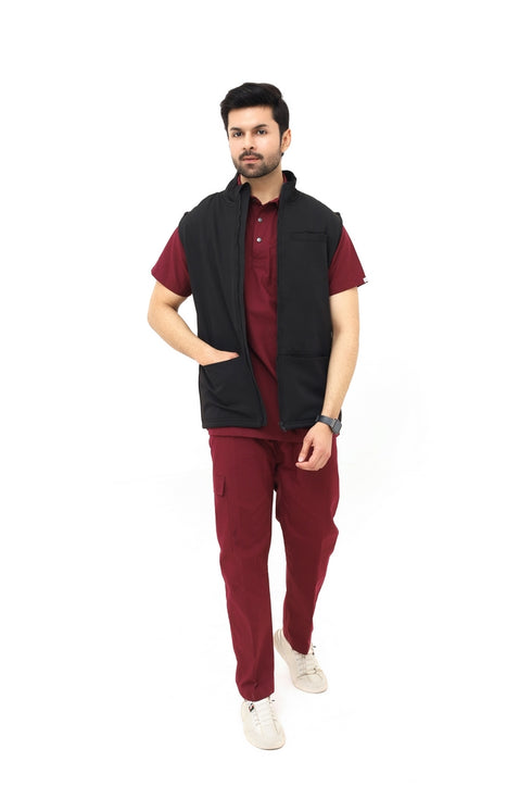 Men’s Black Sleeveless Utility Jacket – Lightweight Smart Fit