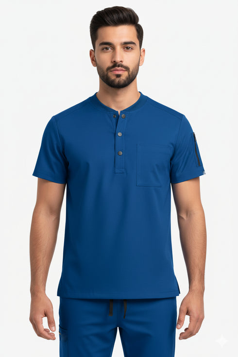 Men’s 2-Pocket Henley Scrub Set – Polyester Spandex Stretch - ModScrubs