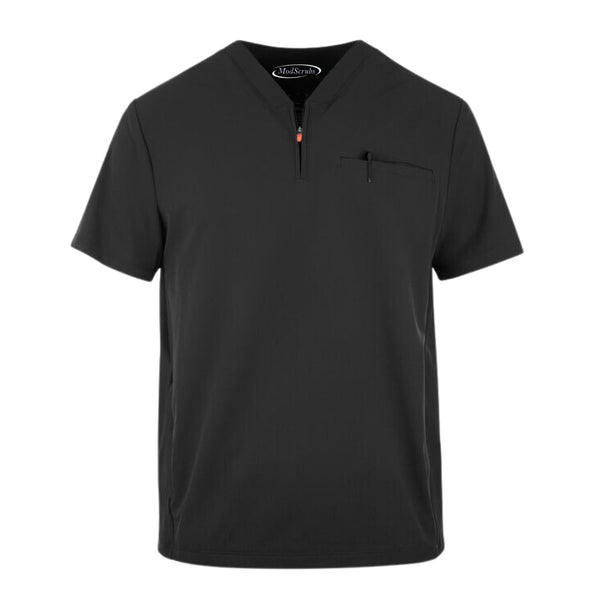 Men's 3-Pocket Zip Placket V-Neck Scrub