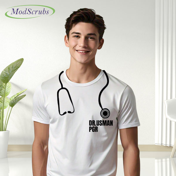 Men Stethoscope White Tees