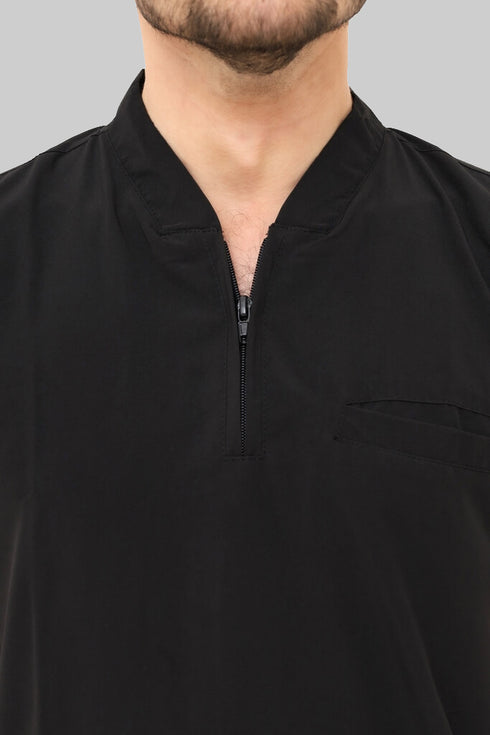 Men's 3-Pocket Zip Placket V-Neck Scrub
