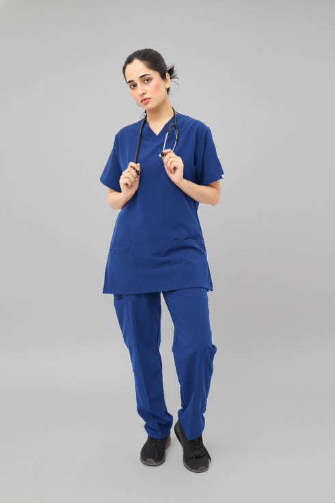 Women-Premium-Stretch-V-Neck-Scrub-blue