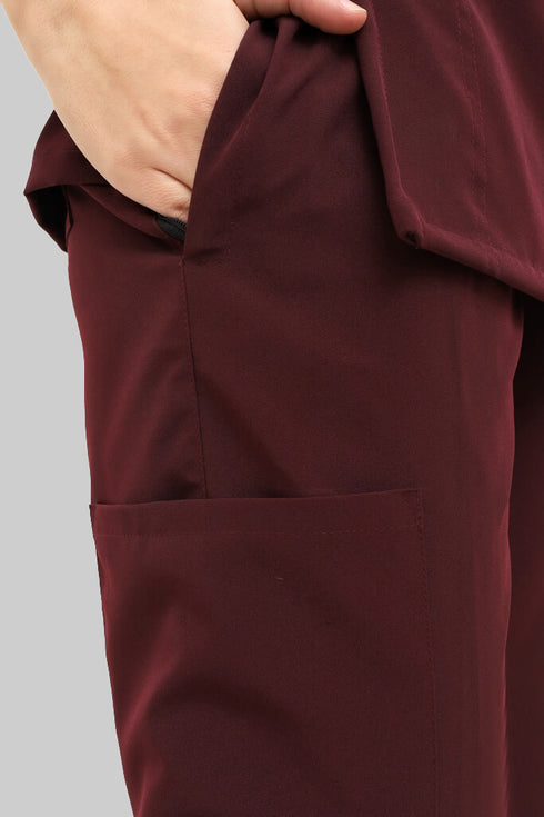 Women-Premium-Stretch-V-Neck-Scrub-maroon-bottom