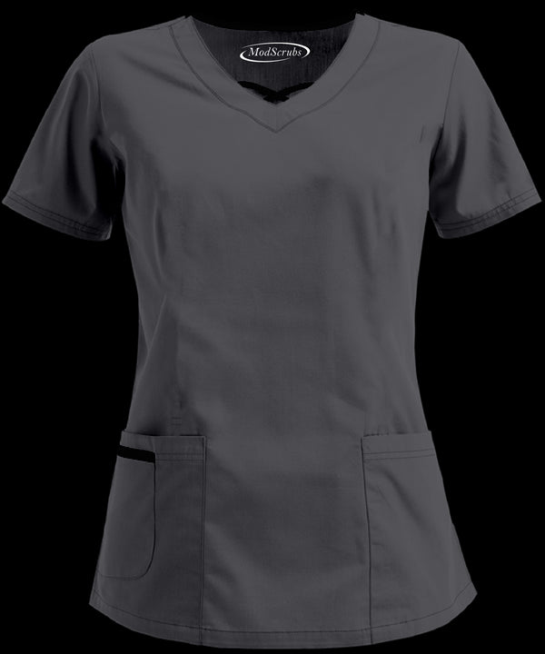 Women's 3-Pocket Crisscross Contrast V-Neck Scrub