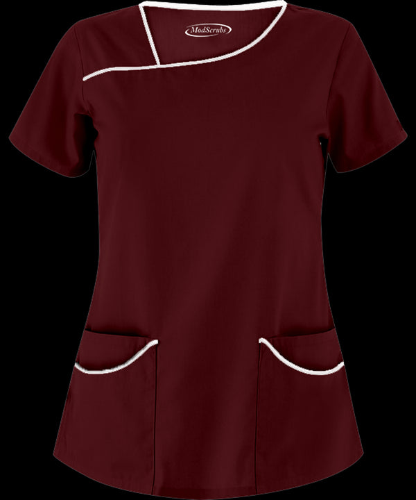 Women's 4-Pocket Asymmetrical Neck Scrub