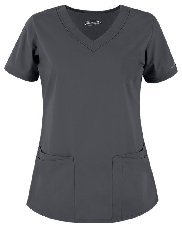 Women's 4-Pocket Rounded V-Neck Scrub