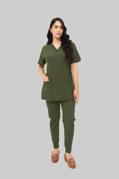 Women_s4-PocketV-NeckScrub_JoggerPants-ModScrubs-olive