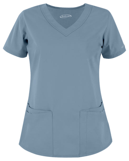 Women's 4-Pocket Rounded V-Neck Scrub