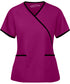 Women's 2-Pocket Mock Wrap Scrub with Contrast
